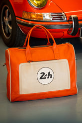 24H Le Mans Austin 48h orange ecru leather travel bag